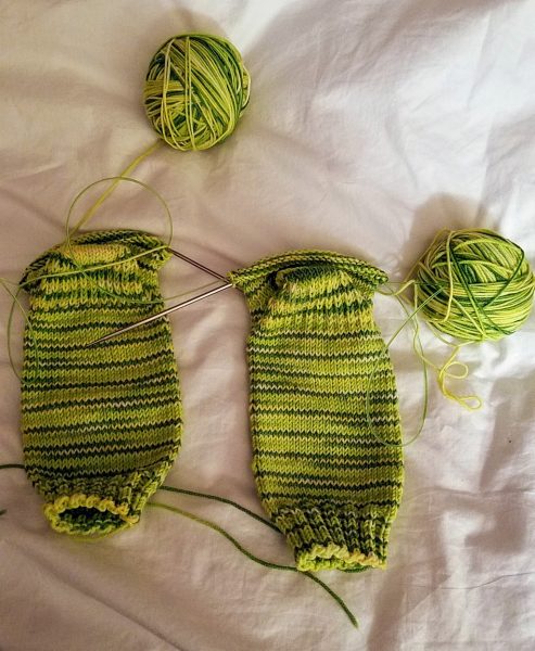 Green Socks to knit at knitting group