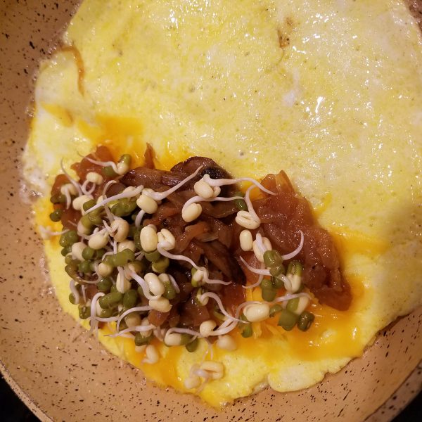 Mung Bean Sprouts on Omelette