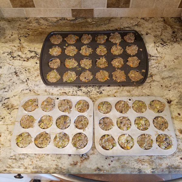 Homemade Dog Food in Mini Muffin Pans